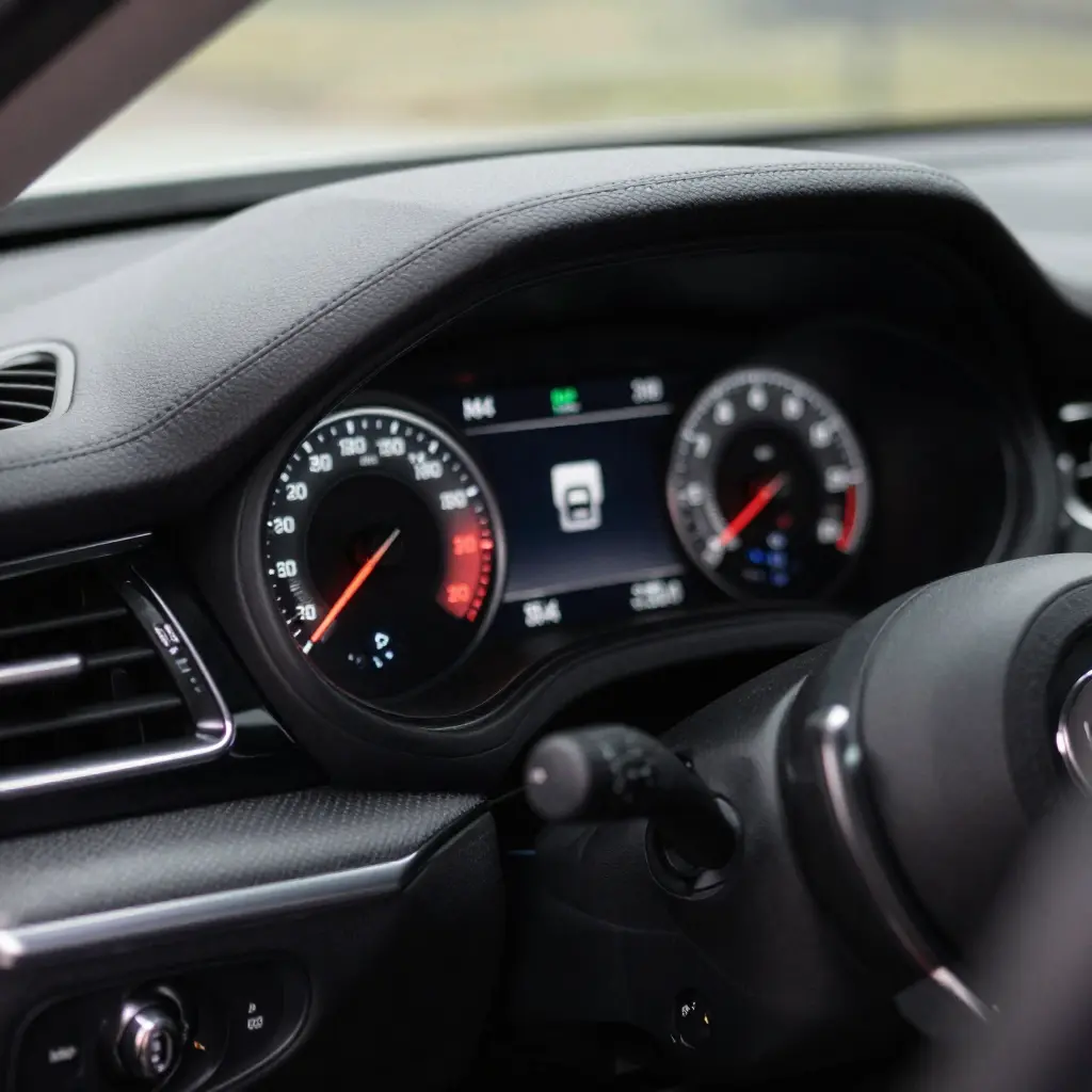 Modern car dashboard with LED lighting